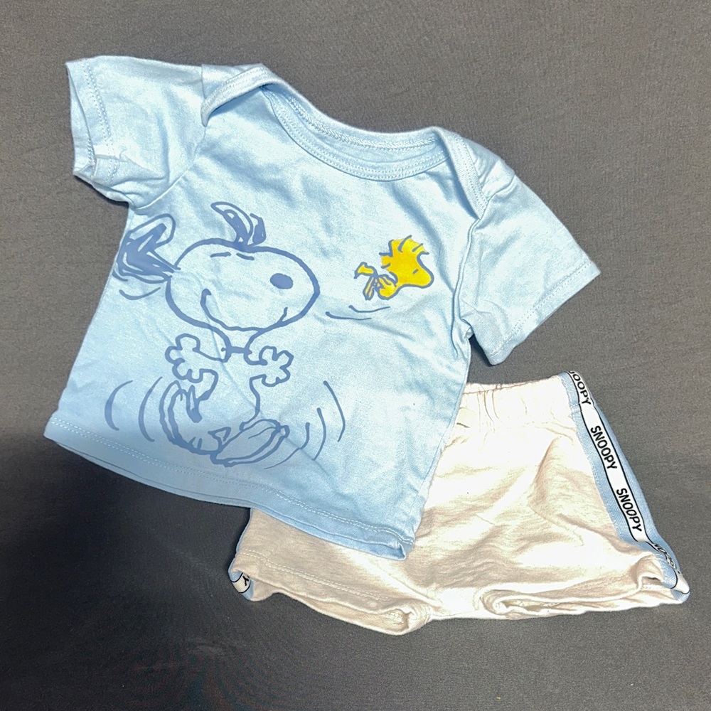 Peanuts Light Blue and Cream Kids Matching Set